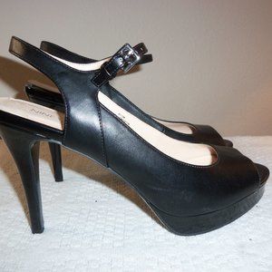 Classy Black Slingback Platform Heels